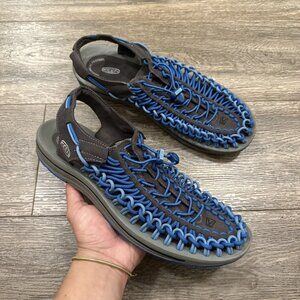 Keen Mens Uneek Paracord Water Sandals Anatomical Footbed Blue & Gray Size 11.5